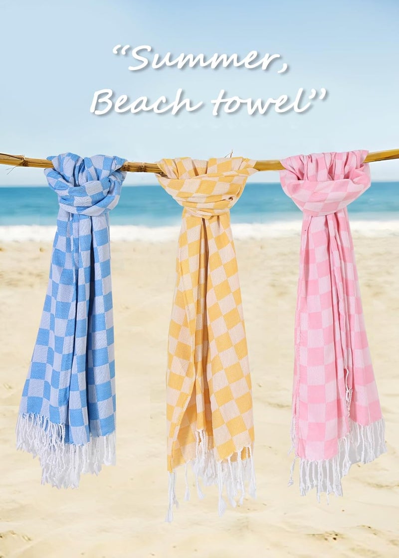 Antfuny 6 Packs Checkered Plaid Turkish Beach Towel Beach Blanket Sandproof Fast Drying Extra Large Palm Spring Cabo San Lucas Venice Trip Essentials Pueto Vallarta Nassau Cosaster Accessories Resort Key West - Image 4